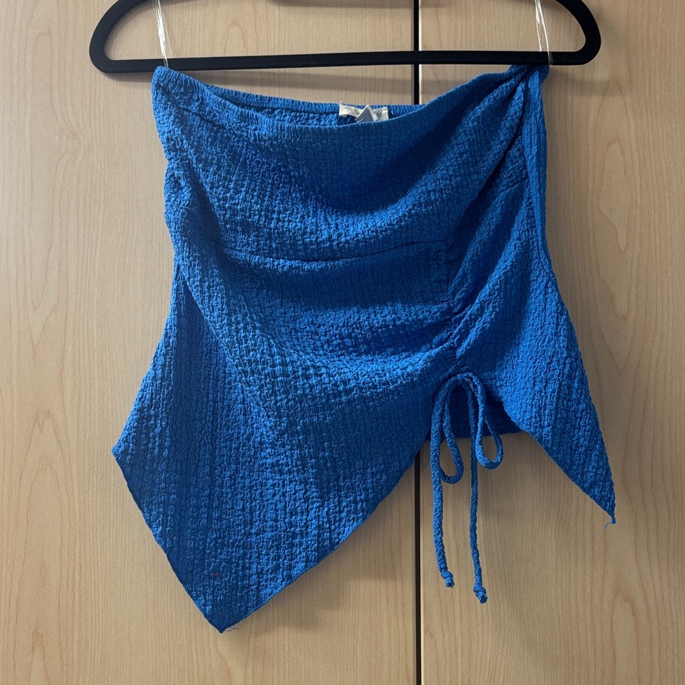 See You Monday Vibrant Blue Textured Top